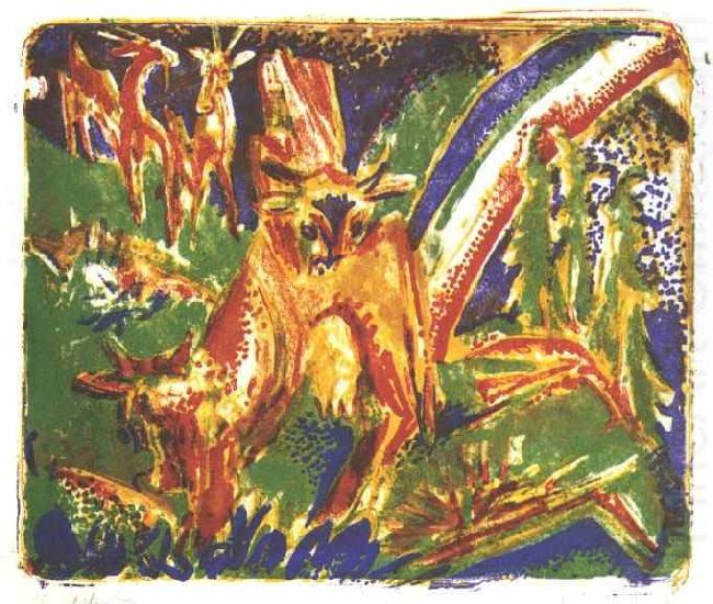 Ernst Ludwig Kirchner Cattles under a rainbow china oil painting image